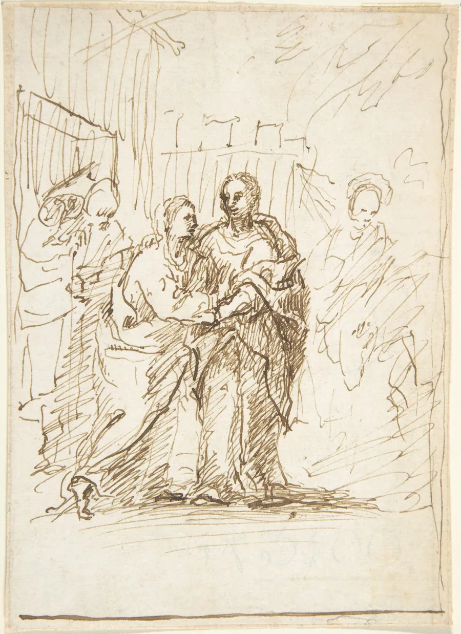 Visitation by Anonymous, Spanish, School of Seville, 17th century