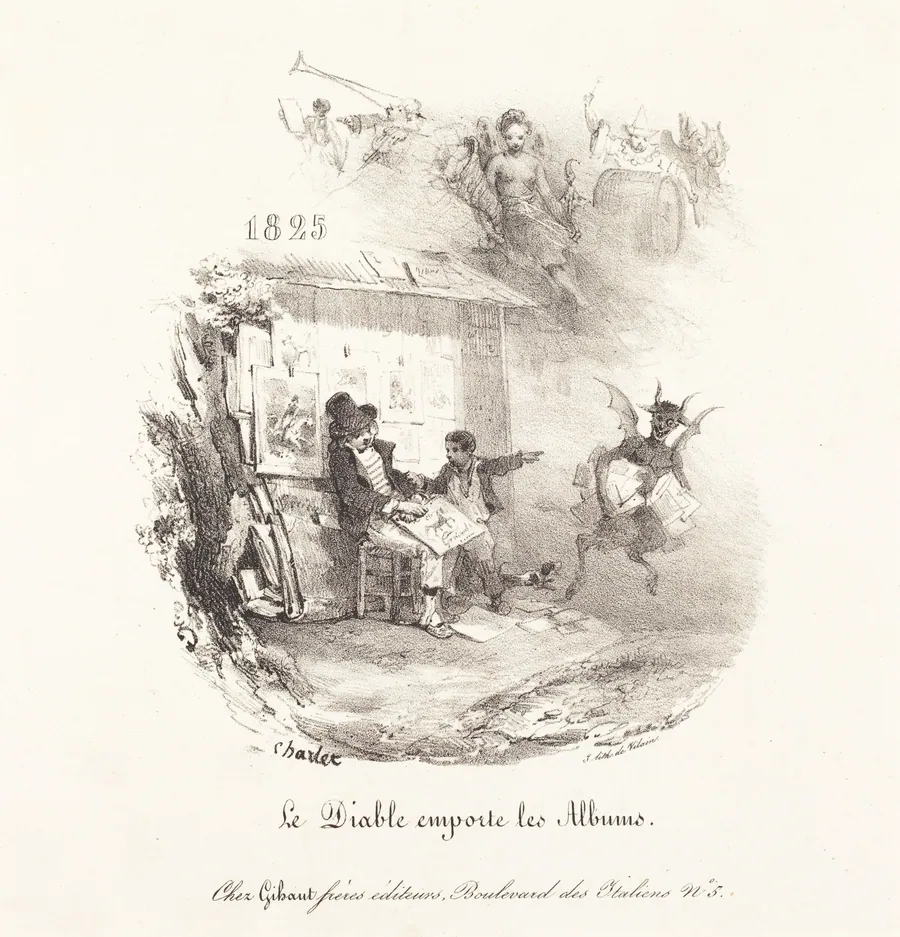 Le Diable emporte les Albums (The Devil Runs Off with the Lithograph Albums) by Nicolas-Toussaint Charlet