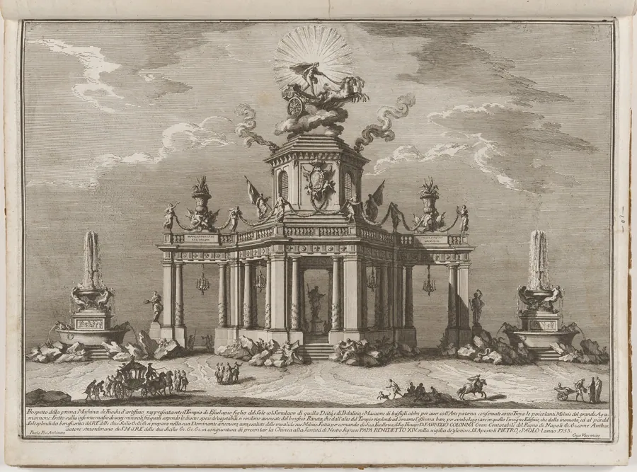 The Prima Macchina for the Chinea of 1753: The Temple of Asclepius with the Chariot of the Sun by Giuseppe Vasi