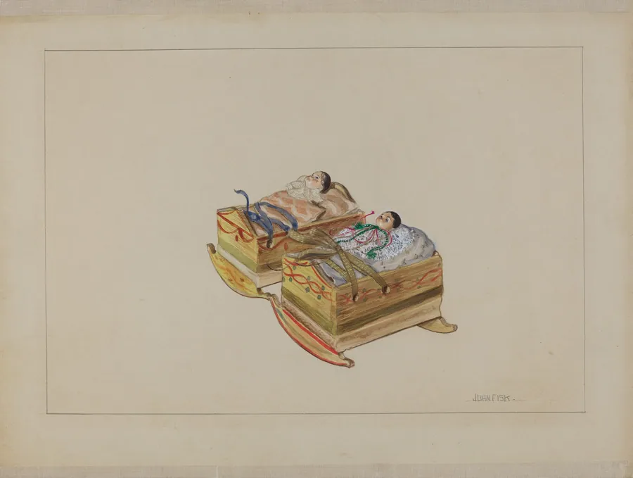 Two Cradles with Dolls by John Fisk
