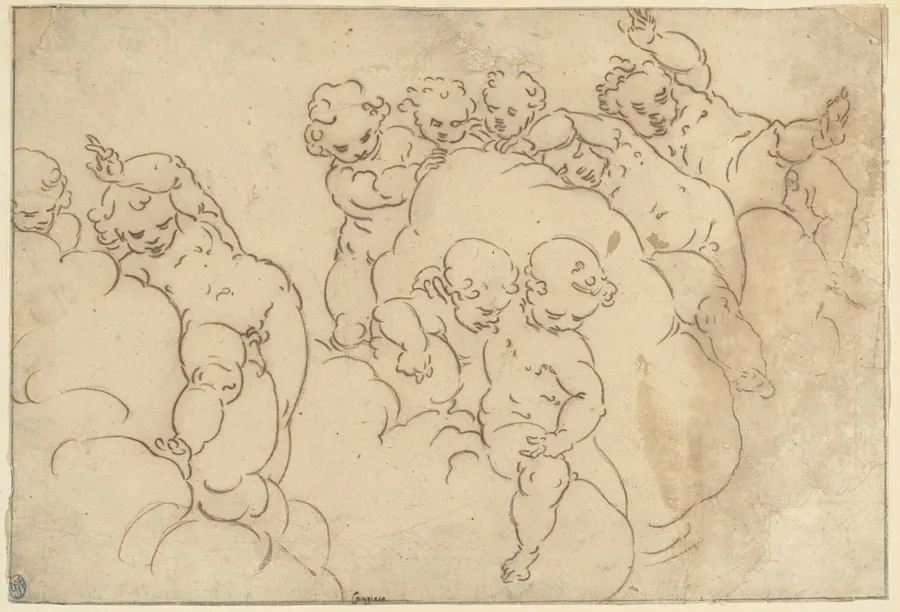 Putti in the Clouds by Italian 17th/18th century