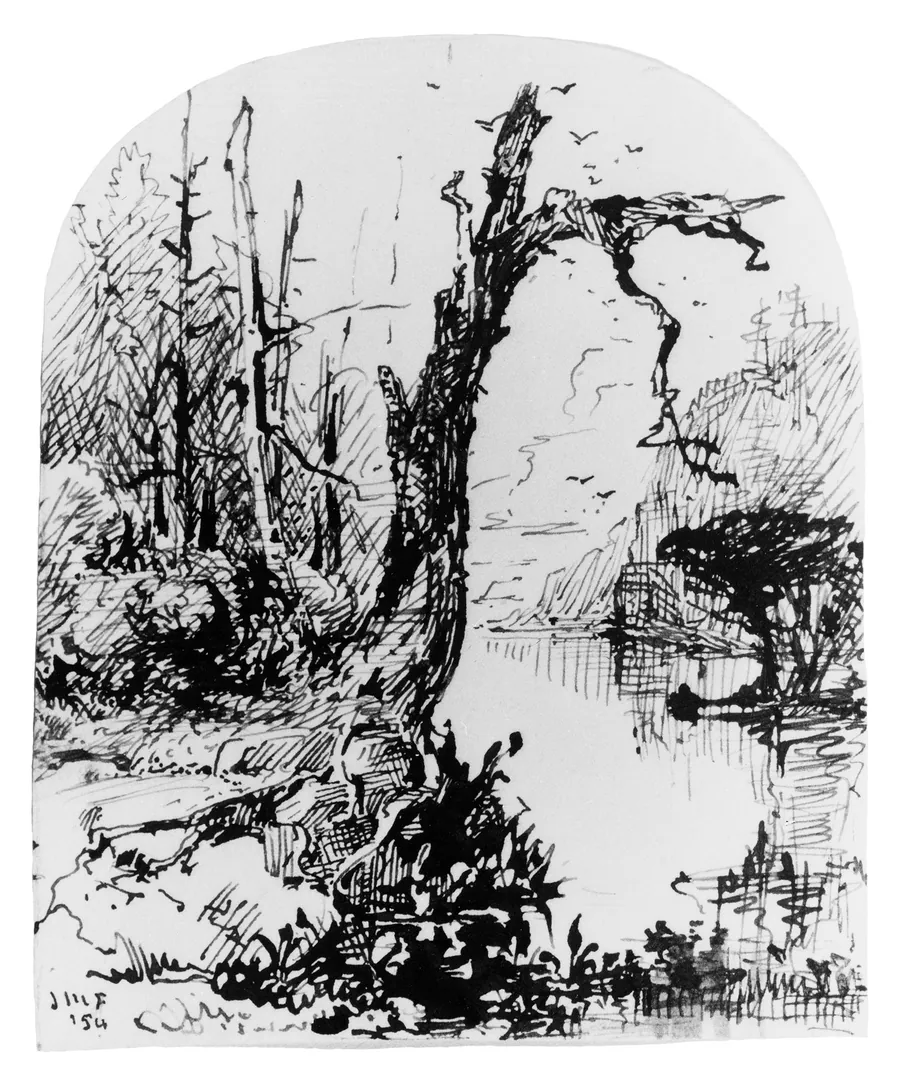 Lake Scene with Trees (from Cropsey Album) by John Mackie Falconer