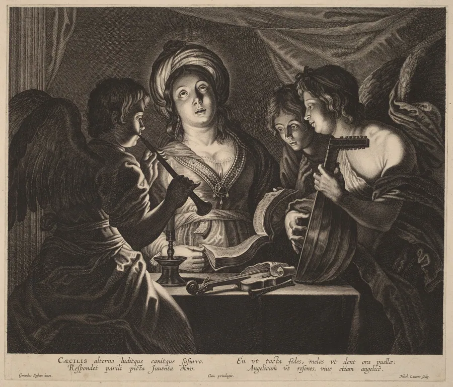 Saint Cecilia Accompanied by Heavenly Musicians by Nicolaes Lauwers