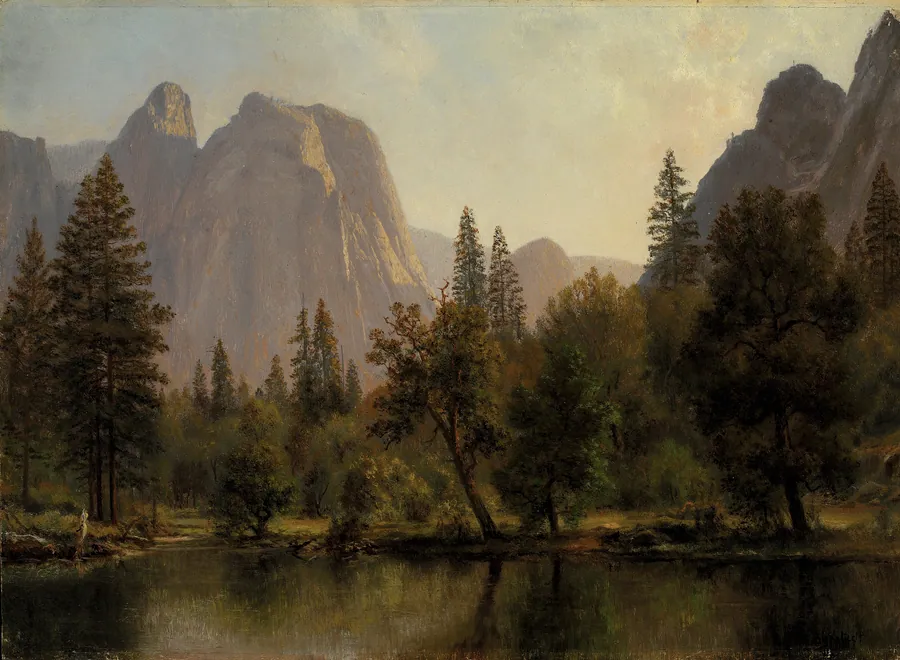 Cathedral Rocks, Yosemite Valley by Albert Bierstadt, born Solingen, Germany 1830-died New York City 1902
