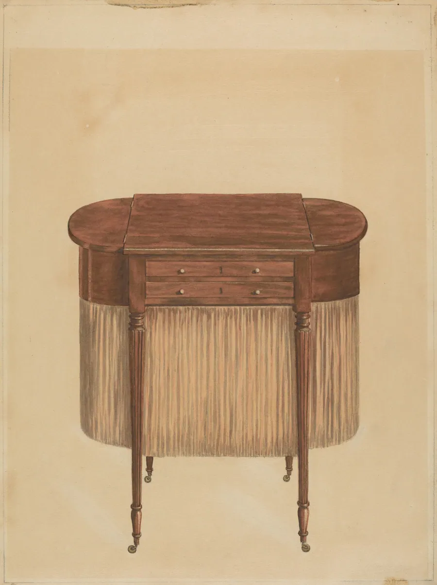 Sheraton Mahogany Sewing Table by Ferdinand Cartier