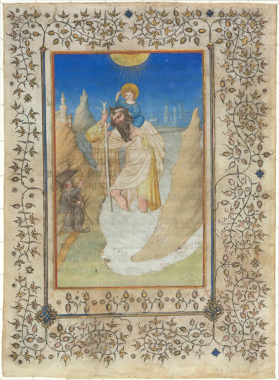 Saint Christopher Carrying the Christ Child by Limbourg Brothers
