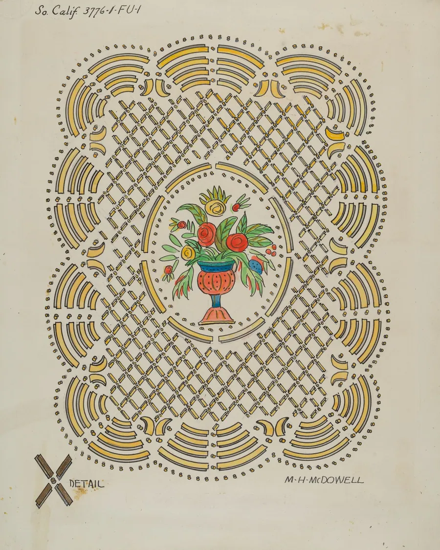 Design on Door of Seth Thomas Clock by M.H. McDowell