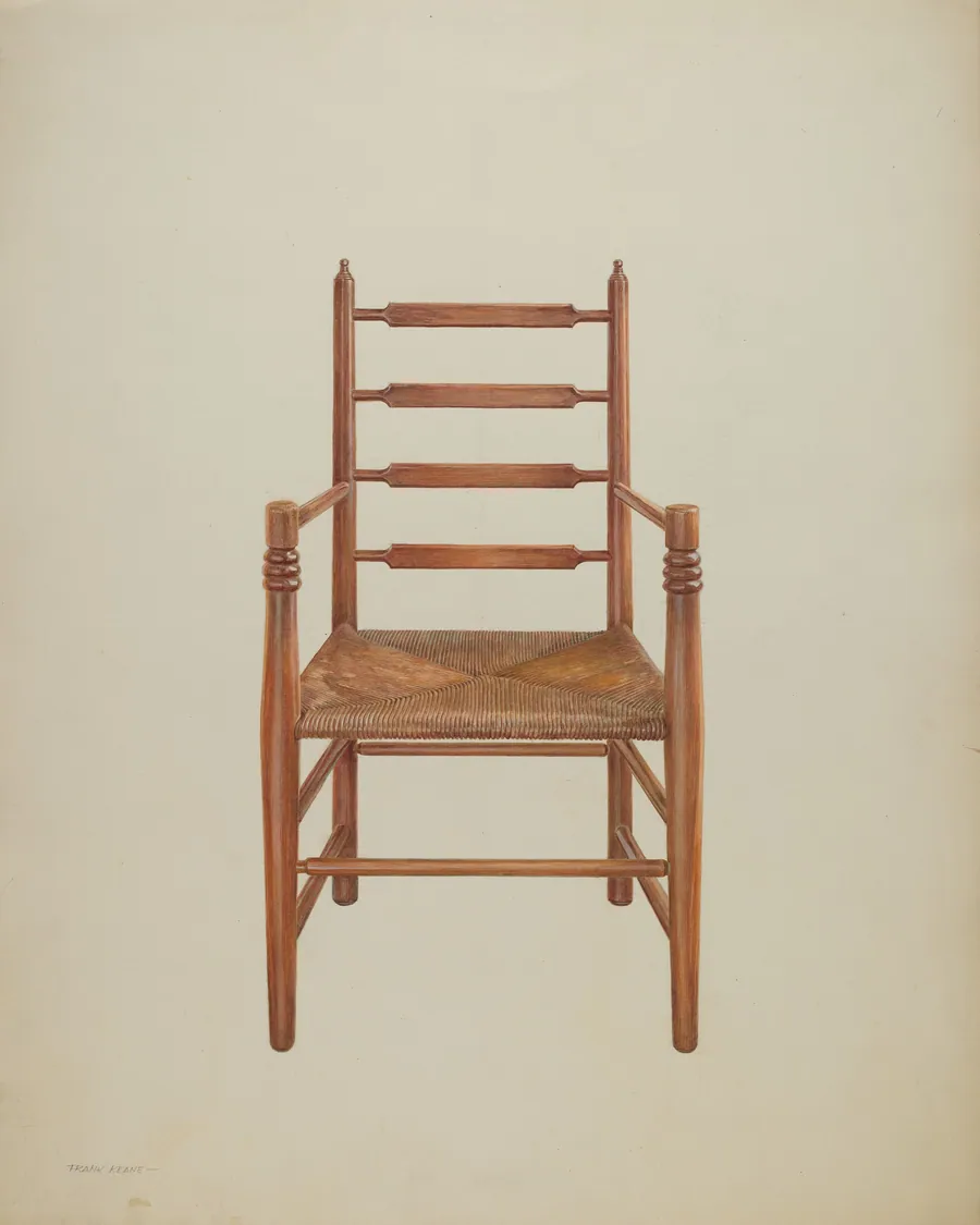 Chair, Pine with Rush Seat by Frank M. Keane