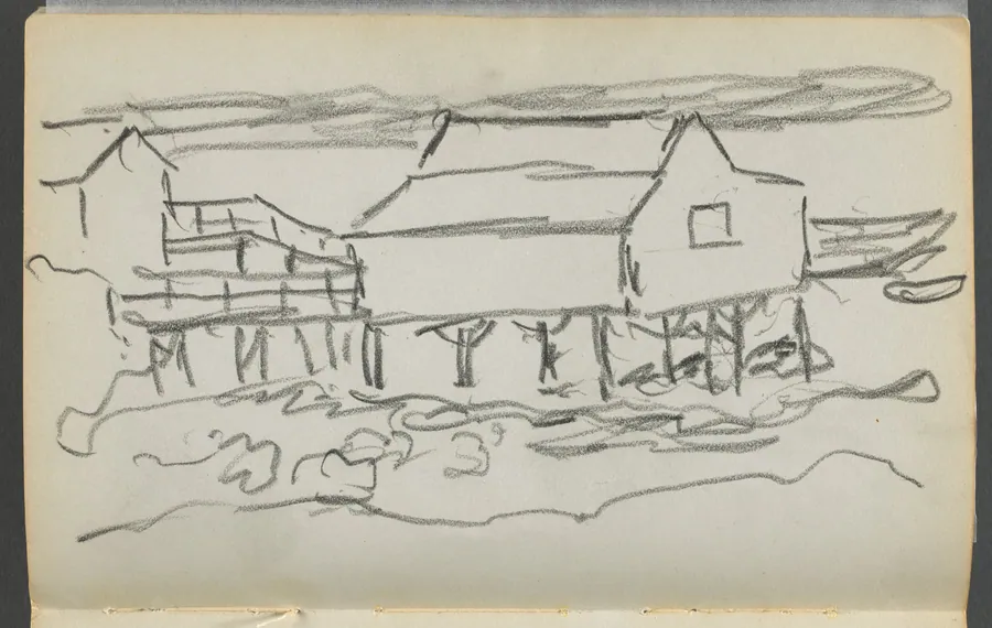 Sketchbook, The Dells, N° 127, page 014: House on a Dock by Maurice Prendergast