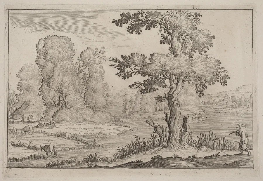 Herdsman and Cows Crossing a River by Ercole Bazicaluva