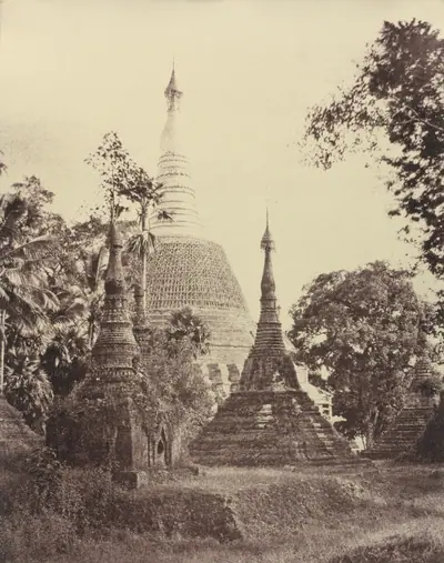 Rangoon: Near View of the Shwe Dagon Pagoda