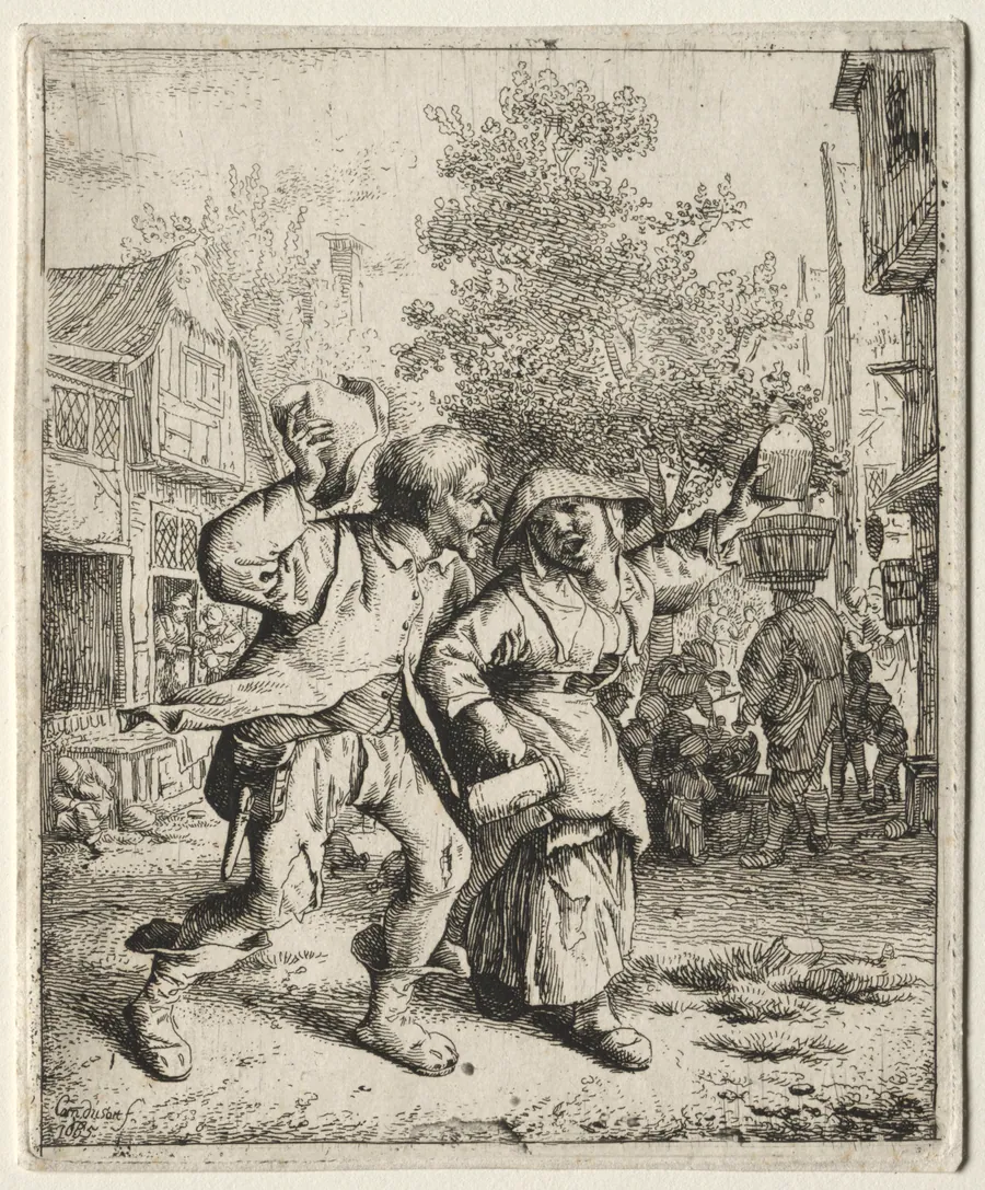 The Drunken Couple by Cornelis Dusart