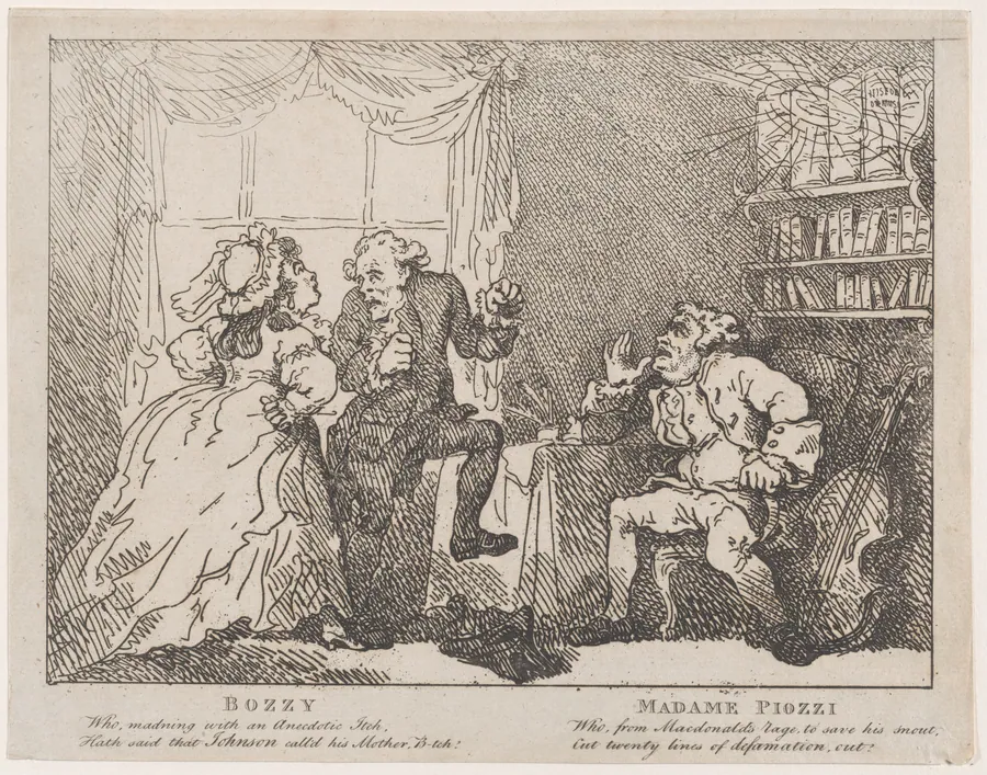 Bozzy and Madame Piozzi (Frontispiece, "Bozzy and Piozzi" by Peter Pindar) by George Kearsley