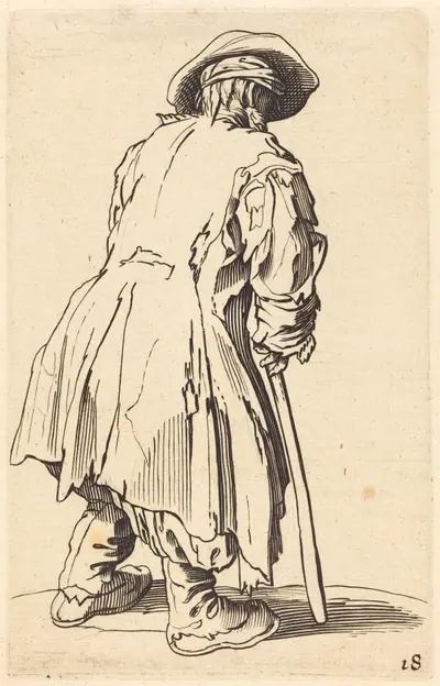 Old Beggar with One Crutch