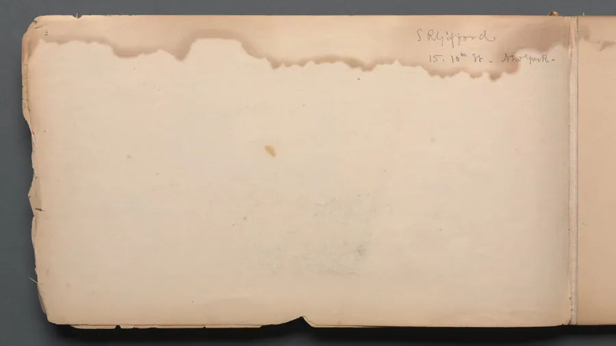 Sketchbook, page 03:  " S.R. Gifford 15 10th Street New York" by Sanford Robinson Gifford