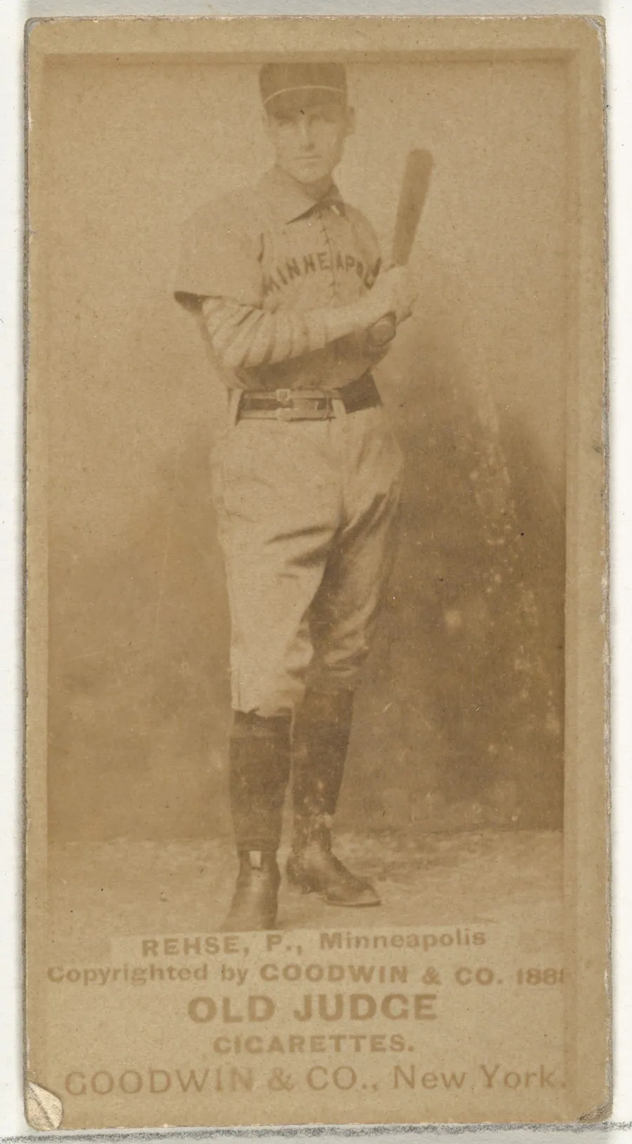 Rehse, Pitcher, Minneapolis, from the Old Judge series (N172) for Old Judge Cigarettes by Goodwin & Company
