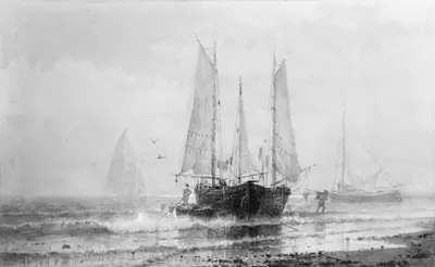 Seascape—Fishing Boats by the Shore