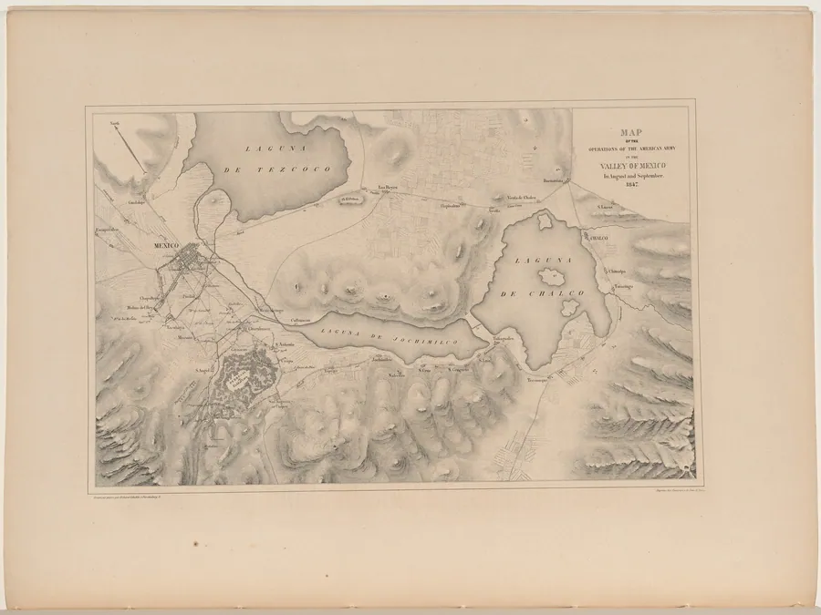 Map of the Operations of the American Military in the Valley of Mexico by Erhard Schiéble