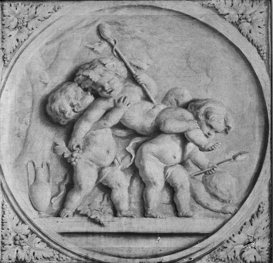 The youthful Bacchus carried by two companions by Piat Joseph Sauvage