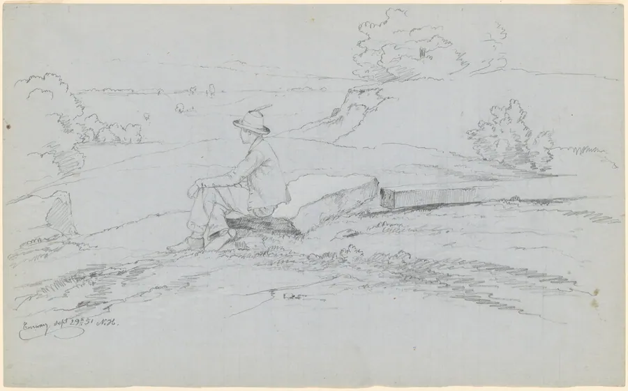 Study for "White Mountains from North Conway, New Hampshire" [recto] by David Johnson