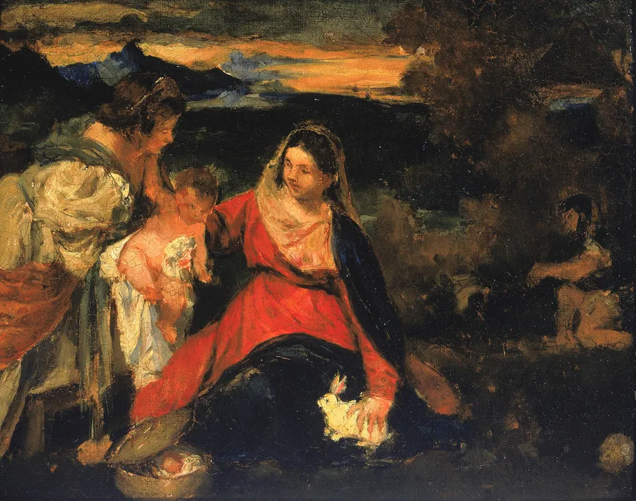 After Titian's "Madonna of the Rabbit" by Kenyon Cox, born Warren, OH 1856-died New York City 1919
