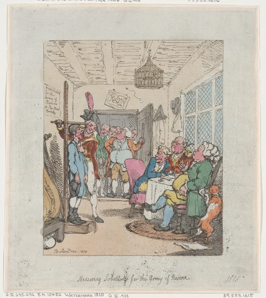 Measuring Substitutes for the Army of Reserve by Thomas Rowlandson
