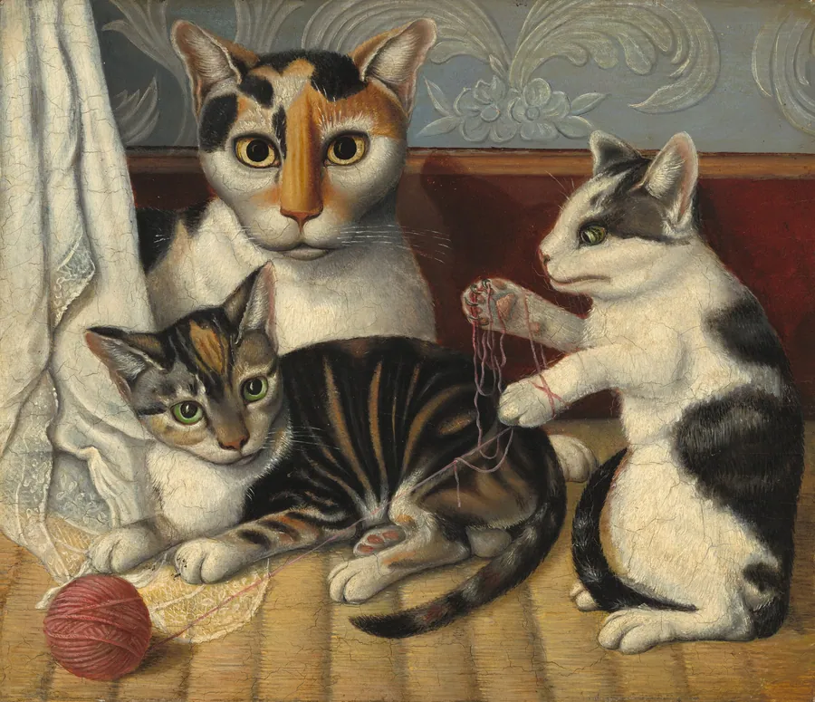 Cat and Kittens by American 19th Century
