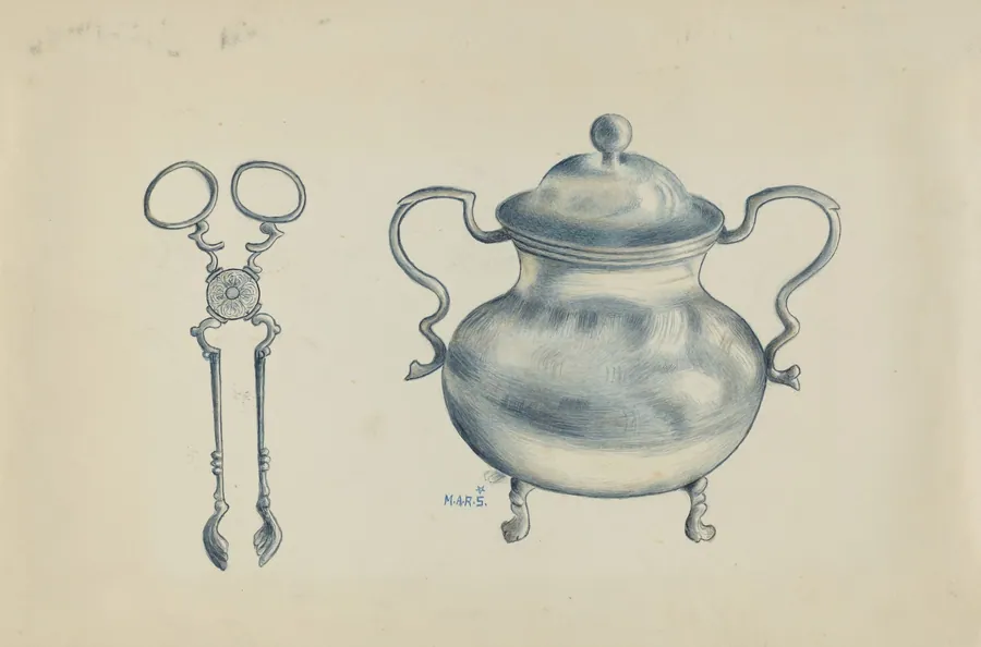 Silver Sugar Bowl and Tongs by Margaret Stottlemeyer