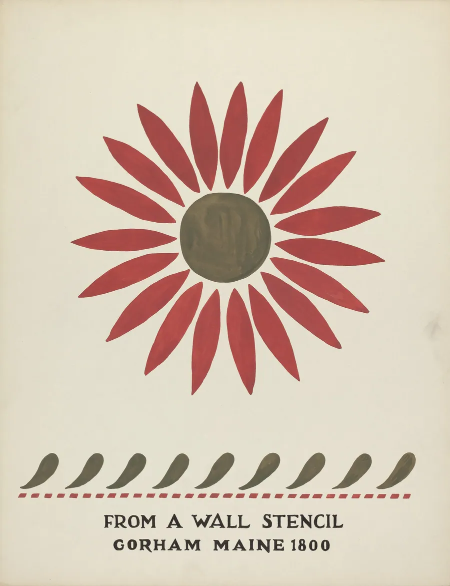Design from Gorham, Maine 1800: from Proposed Portfolio "Maine Wall Stencils" by Mildred E. Bent