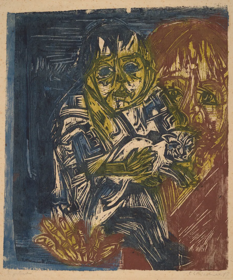 Young Woman with a Child (Mädchen mit Kind) by Ernst Ludwig Kirchner