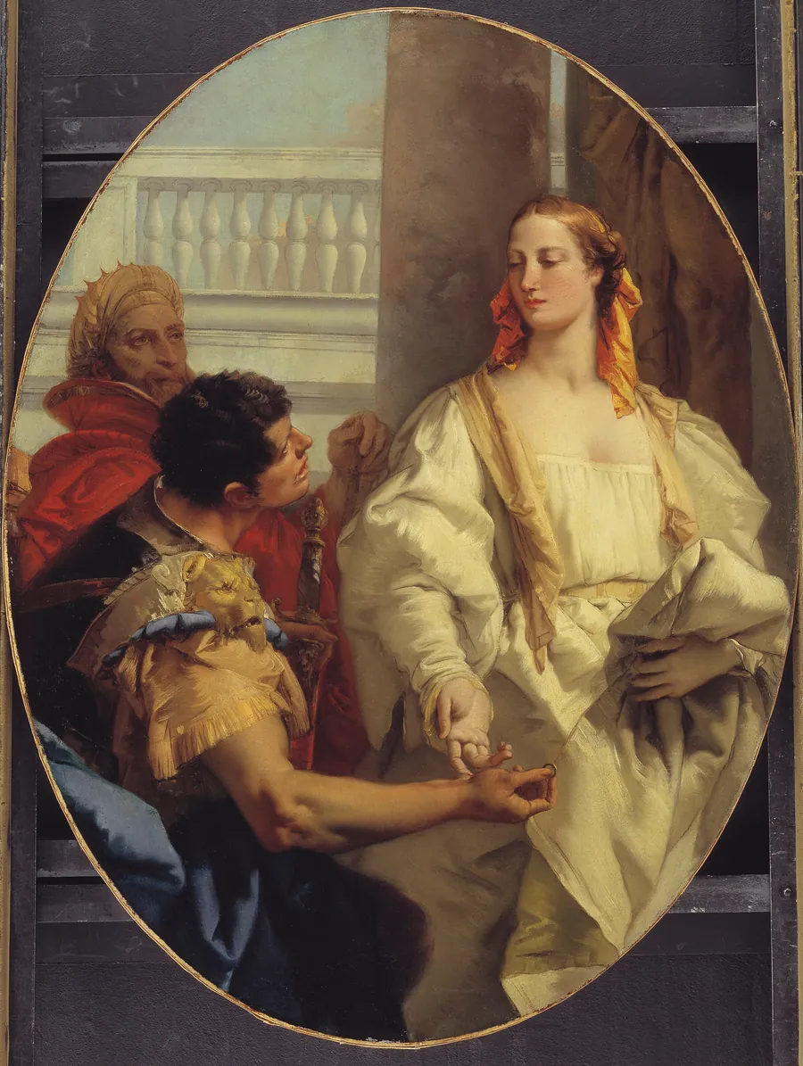 Latinus giver Æneas sin datter Lavinia til ægte by Giovanni Battista Tiepolo