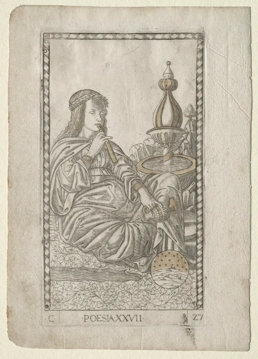 Poetry (from the Tarocchi, series C:  Liberal Arts, #27) by Master of the E-Series Tarocchi
