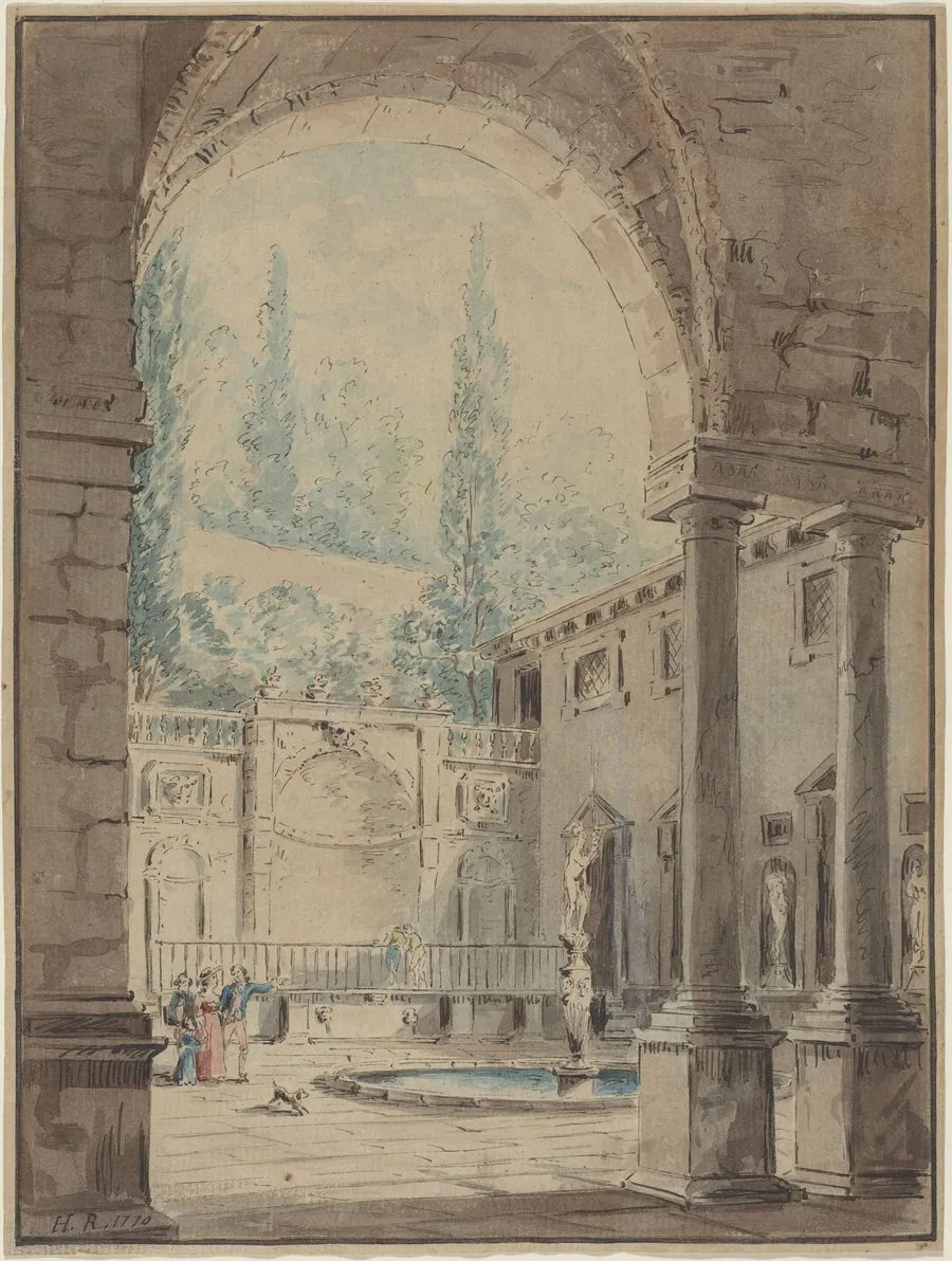 Courtyard of the Villa Pliniana by Hubert Robert