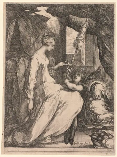 The Virgin and Child with Distaff and an Angel