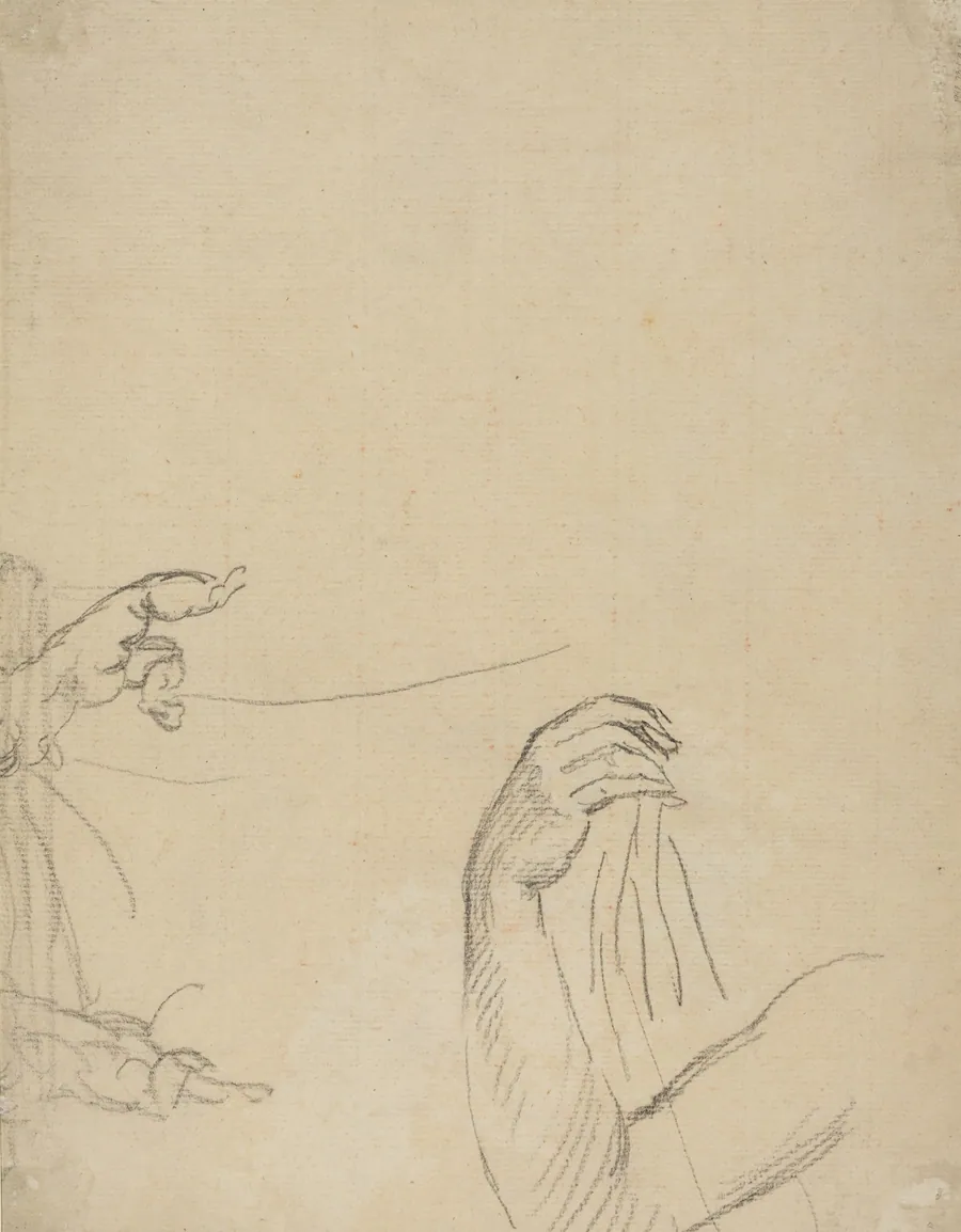 Study of Two Putti and a Draped Arm [verso] by Giovanni Battista Cipriani
