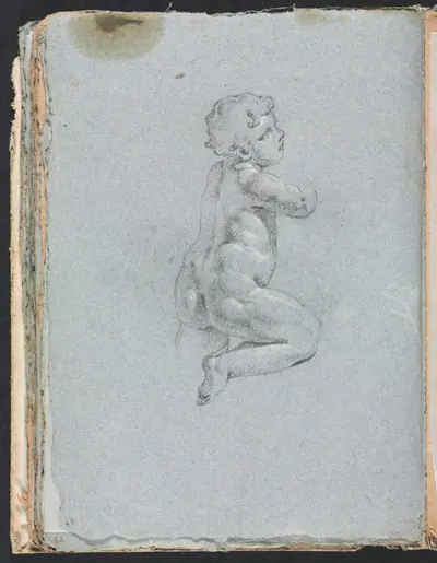 Verona Sketchbook: Putto in profile (page 64)