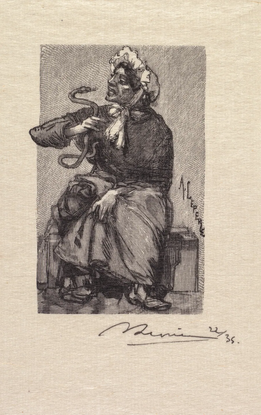 Fontainebleau Forest: Serpent Merchant (La Forêt de Fontainebleau: Marchande de Serpents) by Auguste Louis Lepère