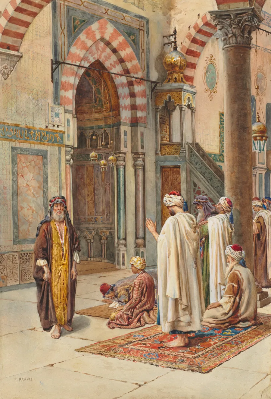 Moslems at Prayer by P. Pavesi