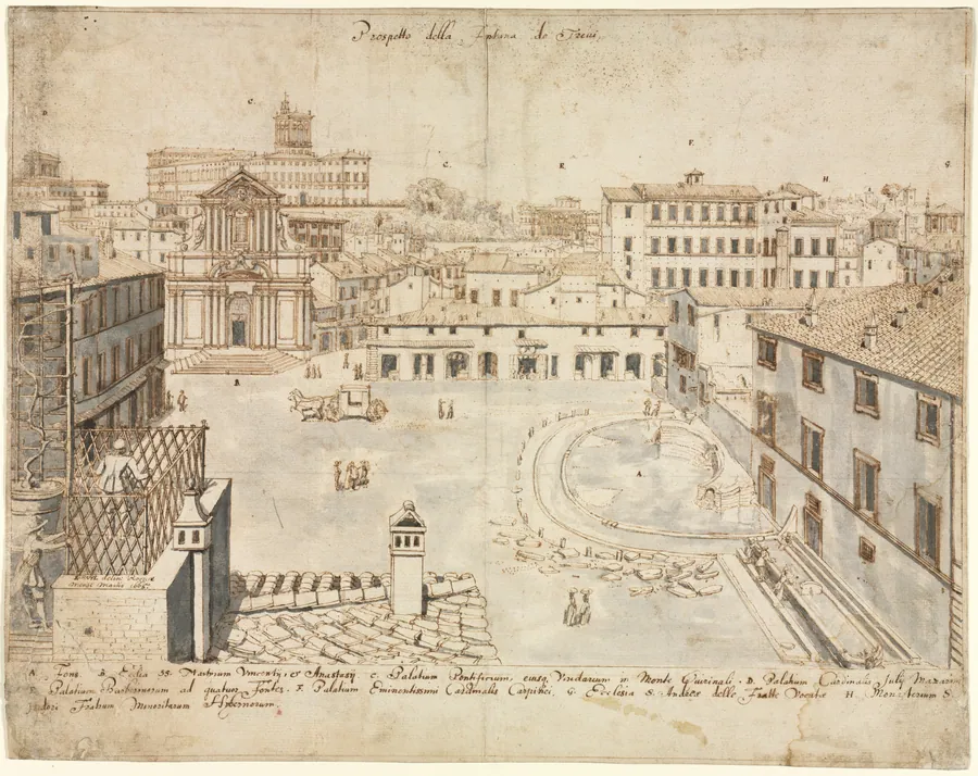 Eighteen Views of Rome: The Trevi Fountain by Lievin Cruyl