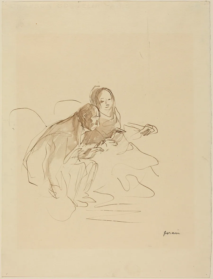 a) Chimney Corner (recto); b) Two Figures (verso) by Jean-Louis Forain