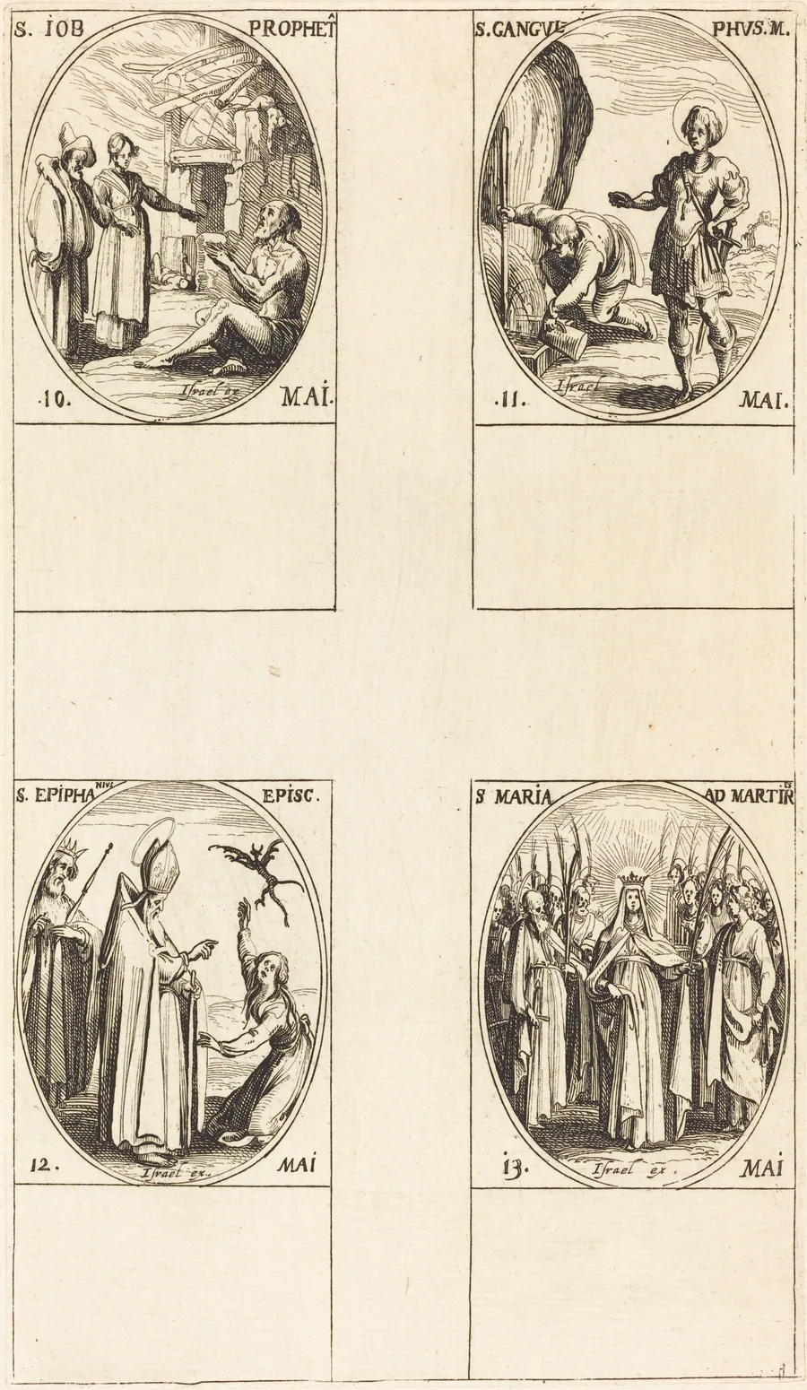 St. Job, Prophet; St. Gangulphus; St. Epiphanius; St. Mary of Martyrs by Jacques Callot