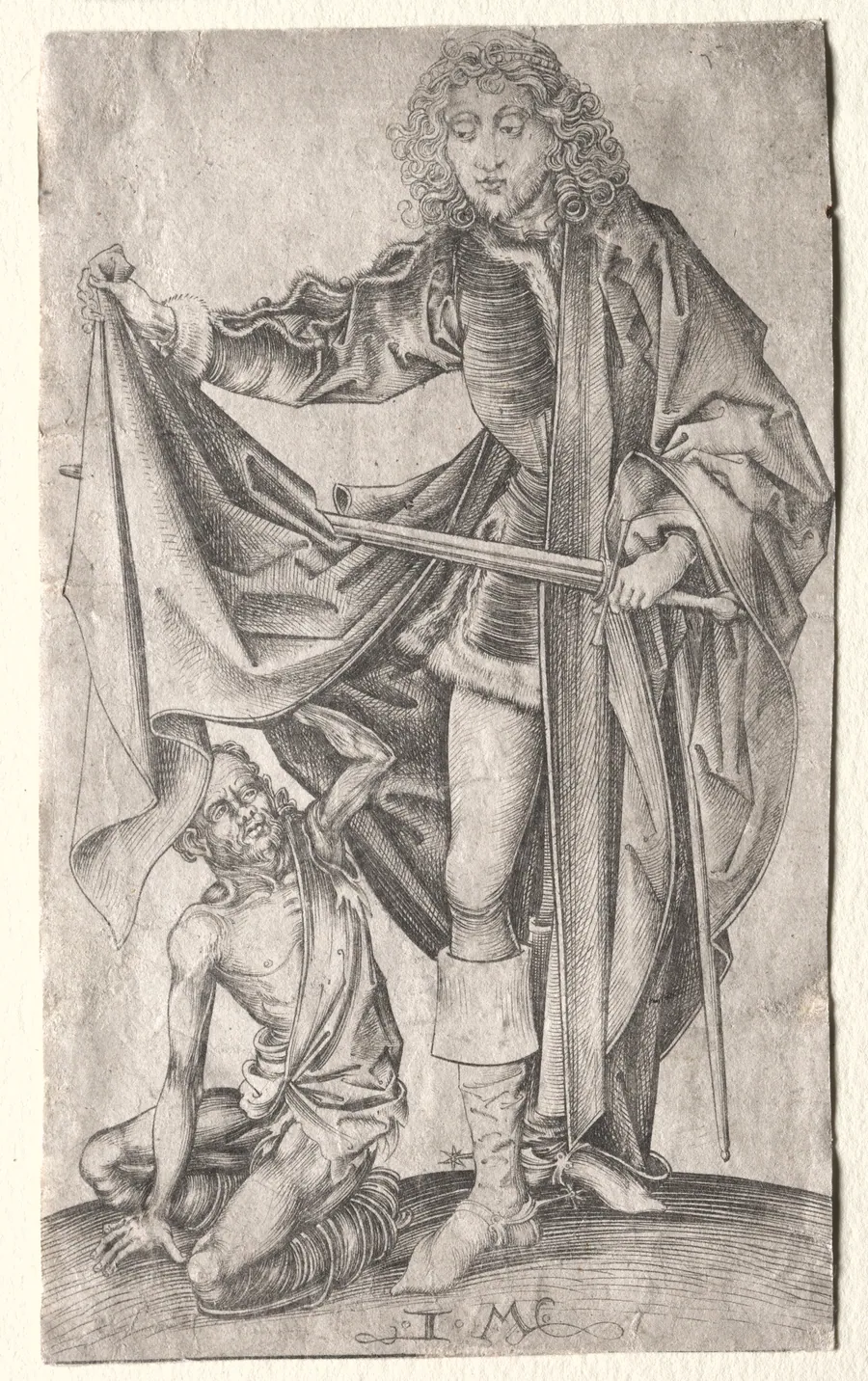 St. Martin Dividing His Cloak for a Beggar by Israhel van Meckenem