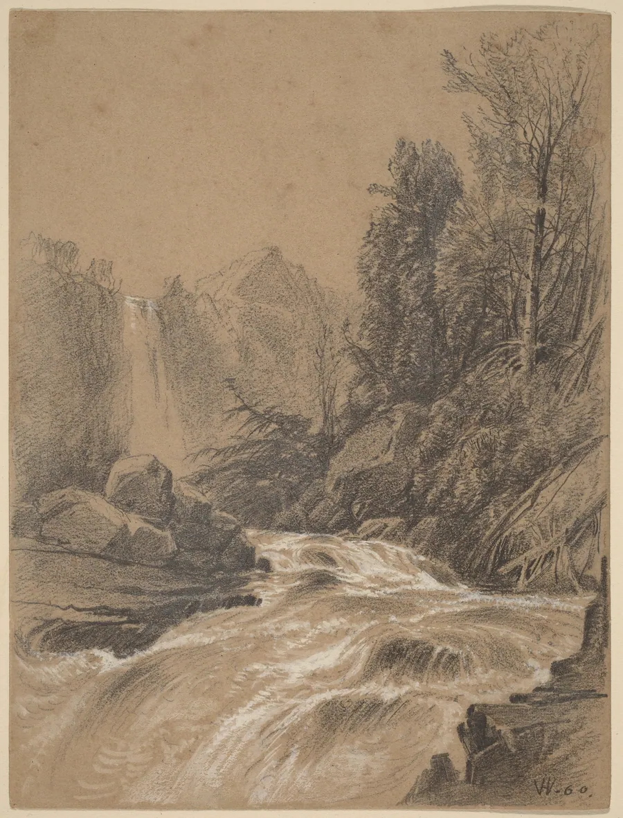 Mountain Landscape, Stream and Waterfall by William Hart