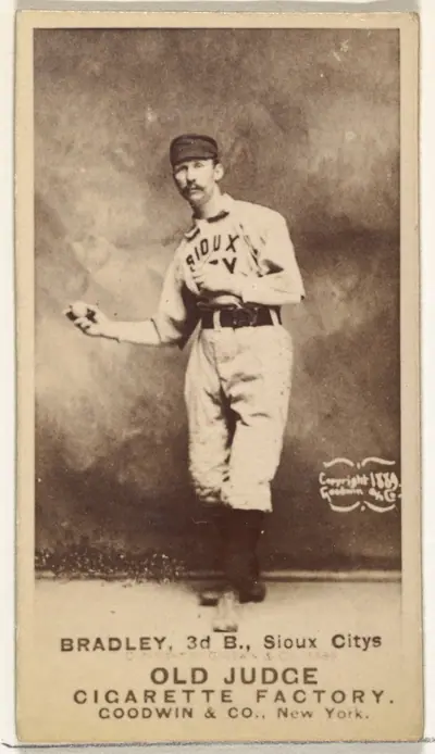 George Washington "Grin" Bradley, 3rd Base, Sioux City Corn Huskers, from the Old Judge series (N172) for Old Judge Cigarettes