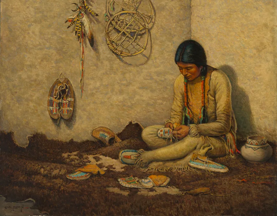 A Moccasin Maker by Carl Moon, born Wilmington, OH 1879-died San Francisco, CA 1948