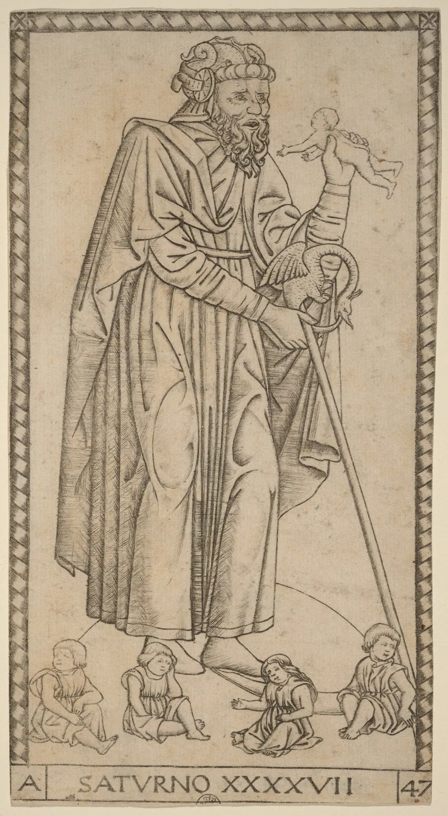 Saturno (Saturn) by Master of the S-Series Tarocchi