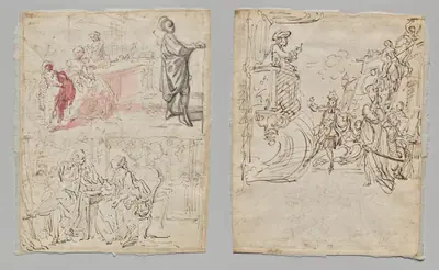 Theatre Scene (recto); Lingerie Boutique and Conversation (verso)