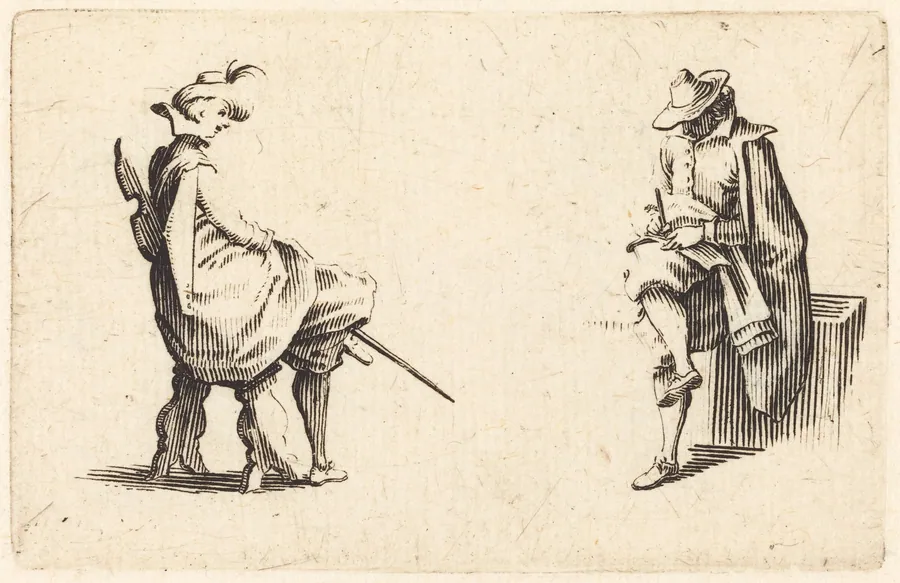 Two Seated Figures by Jacques Callot