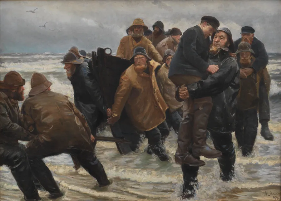 Mandskabet reddet by Michael Ancher