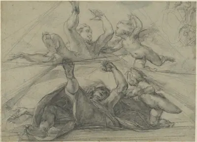 Ceiling Studies of a Prophet and a Putto Seen from Below